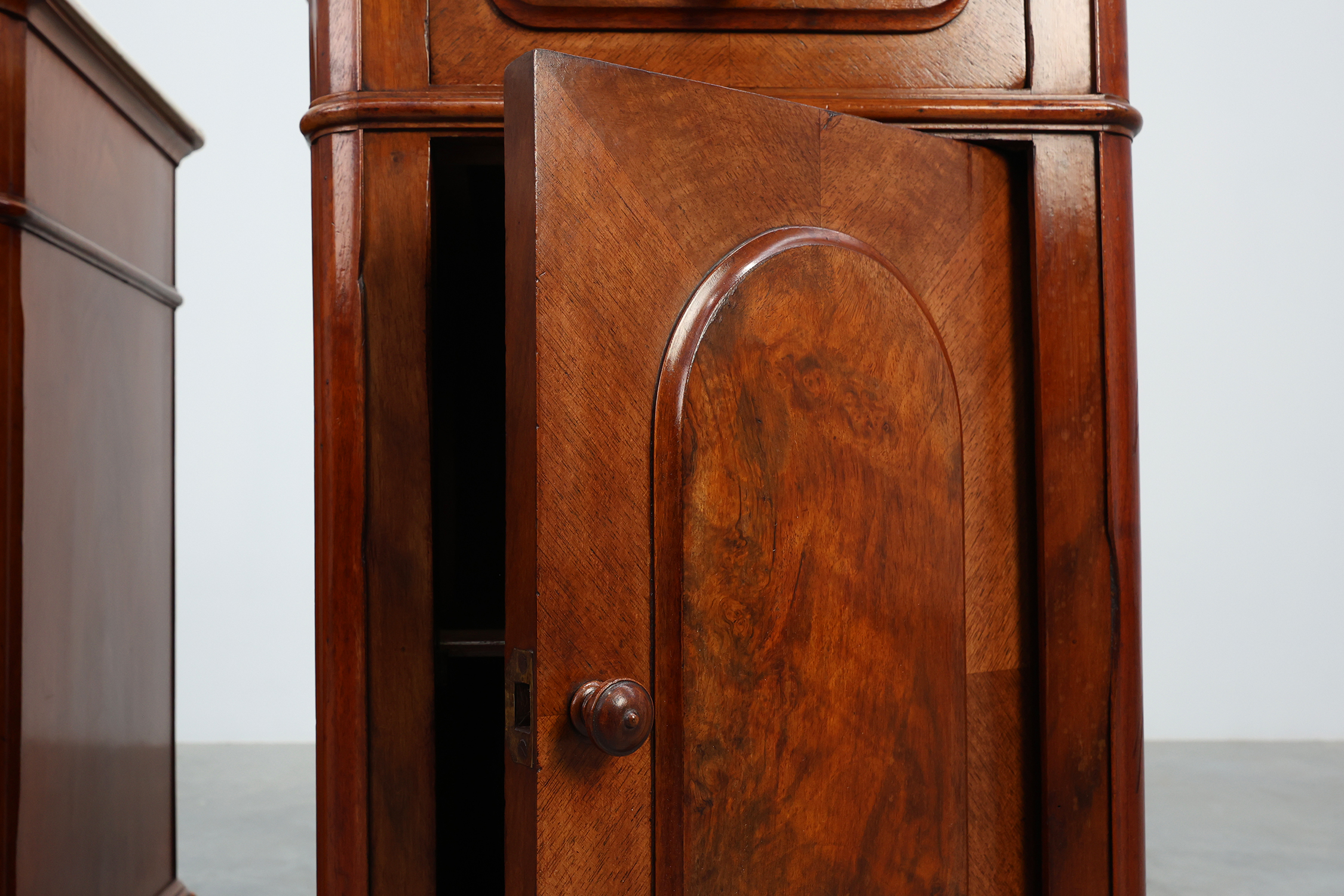 Pair Louis XV nightstands with Carrara marble top, France ca. 1890thumbnail